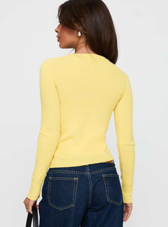 Presenting the Lauraine Cardigan Lemon womens-jumpers with short length back view of model wearing Princess Polly