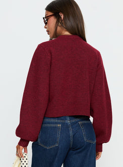 back view of model wearing Princess Polly Kammi Button Up Cardigan Red cropped 