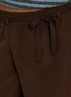 Featuring the Signora Elasticated Waist Pants Chocolate womens-regular-pants with high-rise wide-leg design and drawstring detail Princess Polly