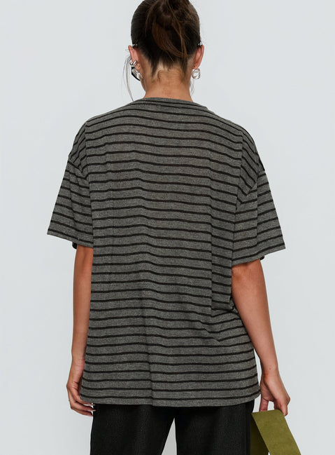 Zaydee Oversized Tee Grey / Black Stripe