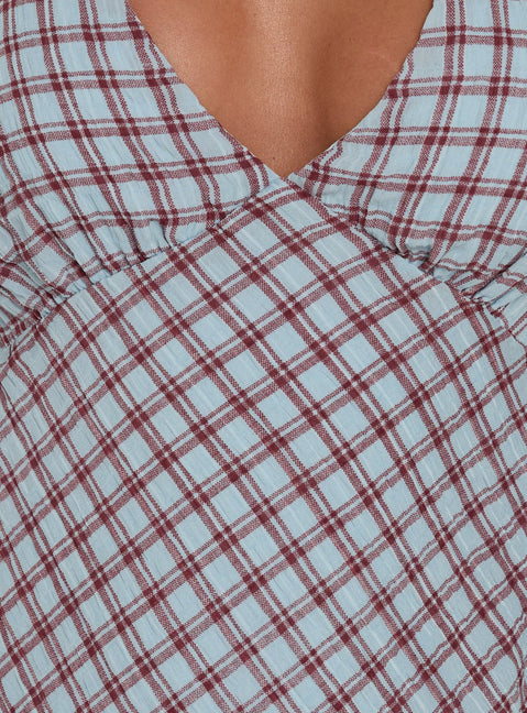 Nellie Halter Mini Dress Blue Check
