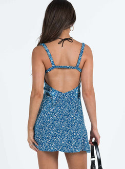 product Princess Polly Asymmetric Neckline  Georgia Mini Dress Blue Floral