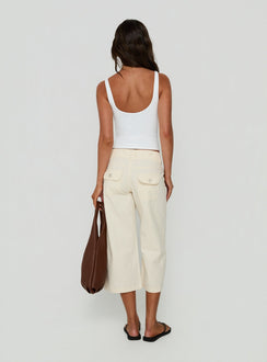 Miska Wide Leg Capri Pants Off White