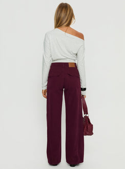 back view of model wearing Princess Polly Bruiser Tie Waist Mid Rise Wide Leg Jeans Currant High Rise Jeans 