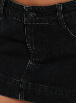 Warna Low Rise Denim Mini Skirt Washed Black womens-skirts mini product