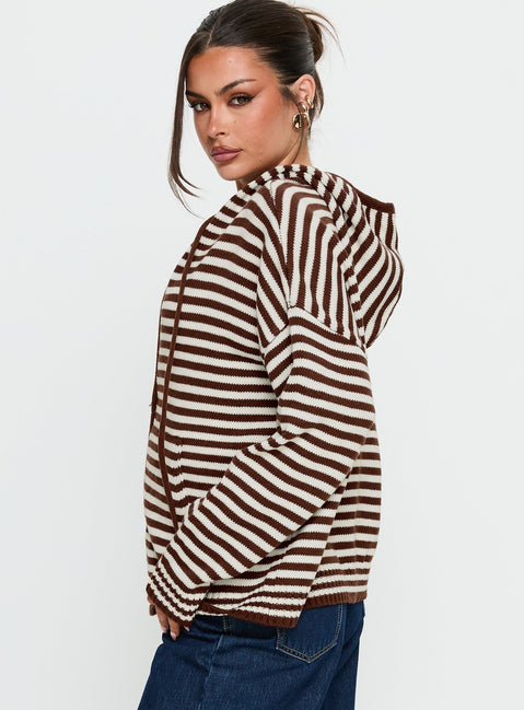 side view of model wearing Princess Polly Brienna Zip Jacket Brown 