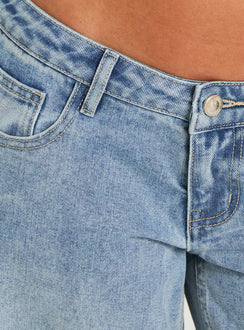 Picco Ultra Low Rise Wide Leg Jeans Light Blue Wash Petite