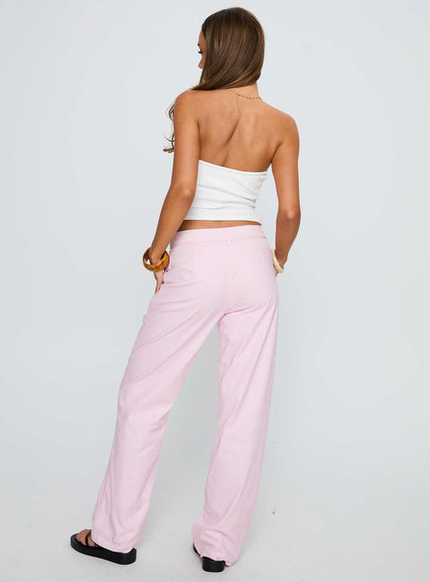 back view of model wearing Princess Polly Destini Tie Up Pant Pink Pants 