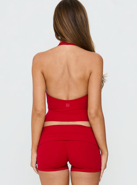 Habitual Active Longline Plunge Neck Tank Top Red