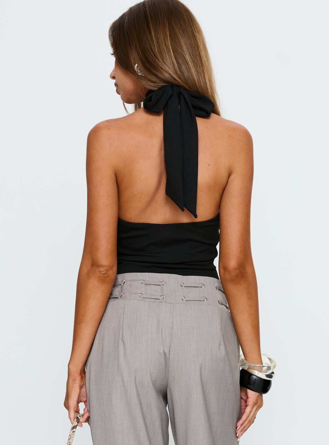Luanda High Neck Bodysuit Black Sleeveless 