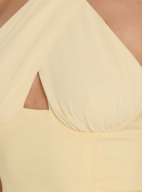 Philomenah Cross Front Tie Neck Top Lemon