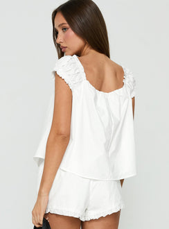 Luceah Tie Detail Babydoll Top White