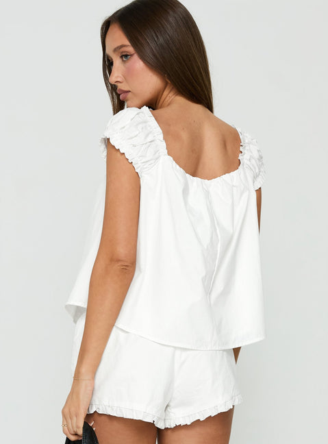 Luceah Tie Detail Babydoll Top White