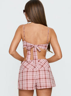 Kosi Micro Crop Bra Top Pink Check