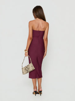 Eastonn Strapless Bandage Midi Dress Plum