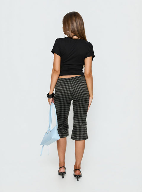 back view of model wearing Princess Polly Lights Are Off Capri Pants Multi Mid Rise Pants 