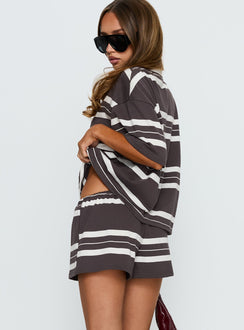 Aaren Drawstring Shorts Brown Stripe