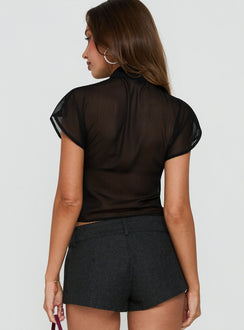 Babetta Keyhole Chiffon Top Black