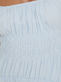 Magnolie Shirred Maxi Dress Blue Stripe
