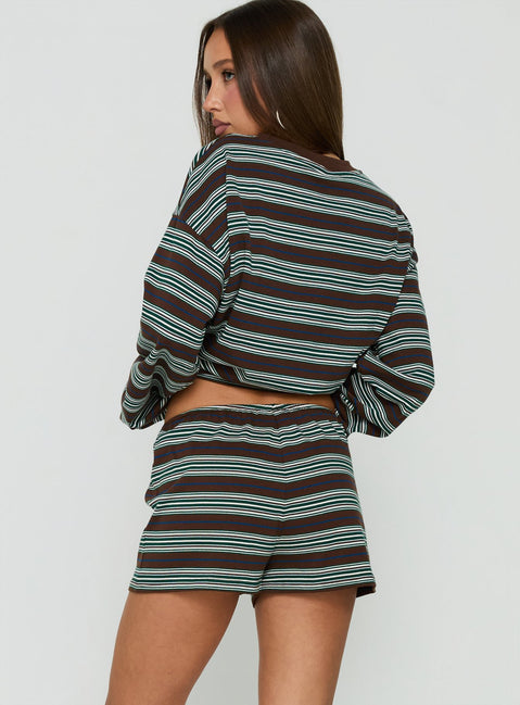 Settle Down Shorts Brown Stripe