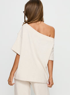Kourta Off Shoulder Oversized Knit Top Oat