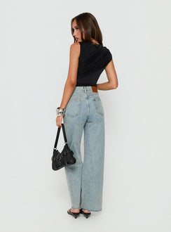 Fawcett High Rise Straight Leg Jeans Light Blue Wash Petite High Rise Jeans Jeans 
