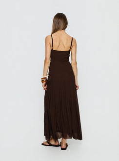 Janeira Pleat Maxi Dress Chocolate