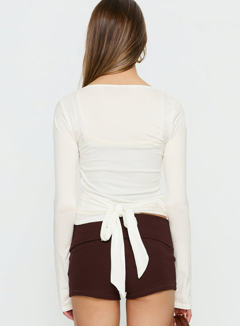 Sylka Long Sleeve Jersey Wrap Top White
