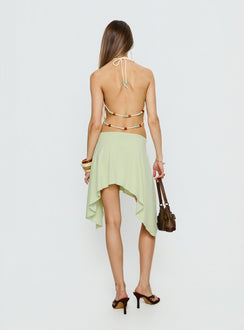 back view of model wearing Princess Polly Daelen Waterfall Midi Skirt Mint Midi Skirts Skirts 