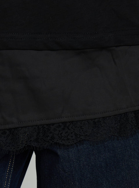 Dalarie Layered Lace Oversized Tee Black