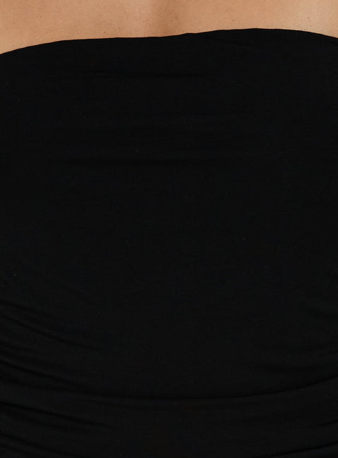 Adalisa Strapless Ruched Maxi Dress Black