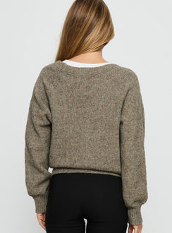 Showcasing the Daelan Wrap Knit Cardigan Brown womens-jumpers in short length back view of model wearing Princess Polly