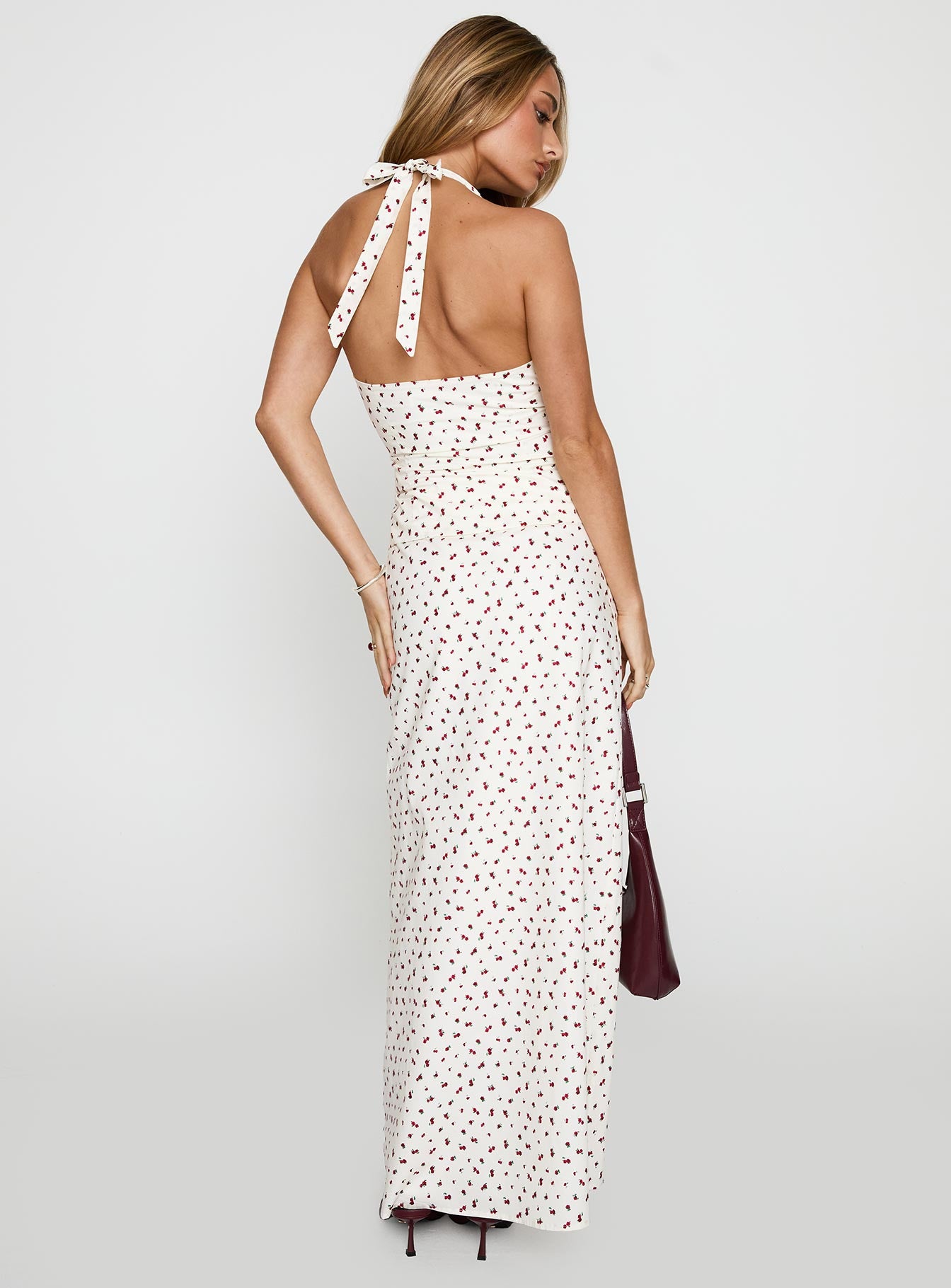 back view of model wearing Princess Polly On The Radio Maxi Skirt Multi Maxi Skirts Skirts 