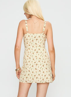 back view of model wearing Princess Polly Rosilea Mini Dress Multi Floral Sweetheart Neckline 