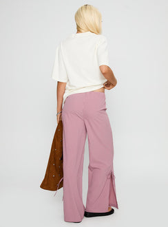 back view of model wearing Princess Polly Jinxie Tie Side Pants Pink Gingham High Waisted Pants 