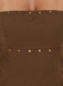 Starr Studded Strapless Top Brown