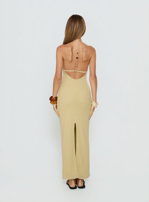 Be The One Beaded Low Back Maxi Dress Sage Green