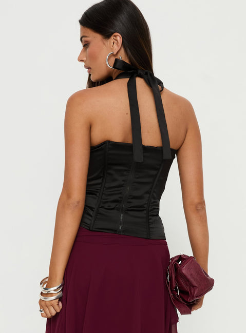 Raeshelle Halter Corset Top Black
