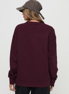 product Princess Polly All Day Crewneck Sweatshirt Wine Long 
