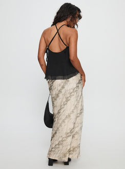back view of model wearing Princess Polly Zerisa Maxi Skirt Multi Maxi Skirts Skirts 