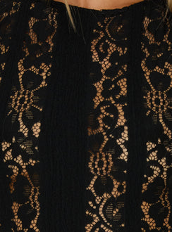 Laurenza Sheer Lace Maxi Dress Black