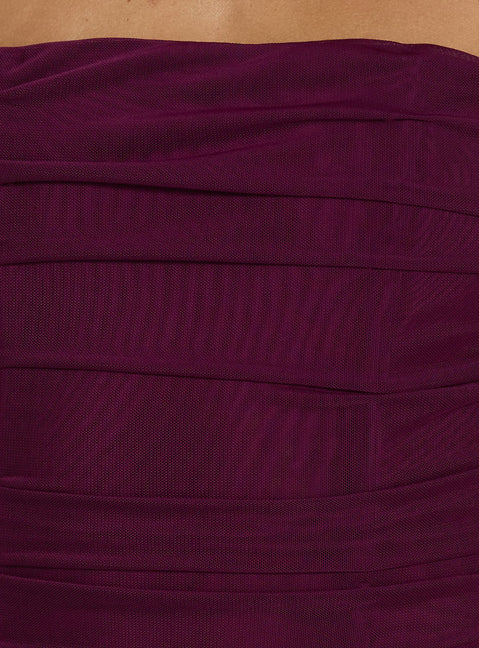 Indyanna Gathered Corset Mini Dress Plum