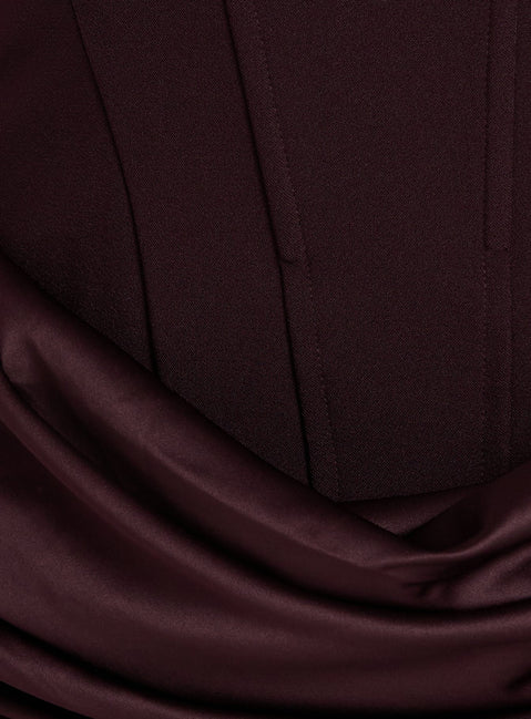Ryana Corset Drape Mini Dress Plum