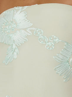 Maribeth Strapless Floral Maxi Dress Mint