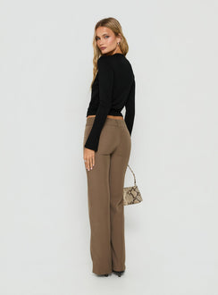 Jordanna Belted Straight Pants Brown