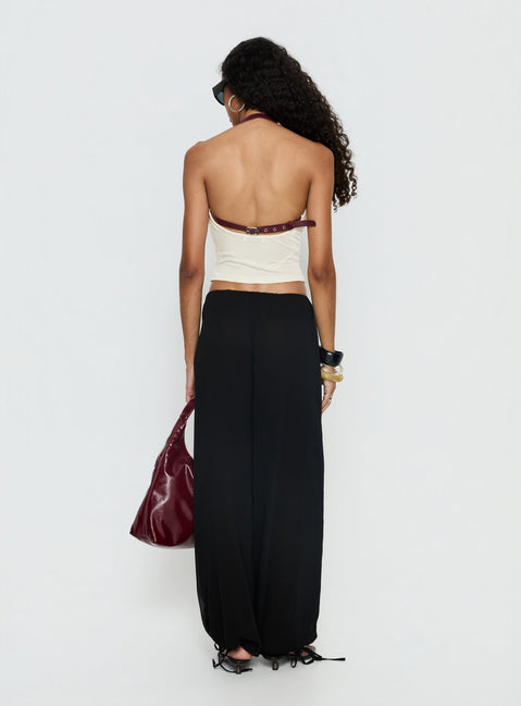back view of model wearing Princess Polly Moondancer Balloon Pants Black Mid Rise Pants 