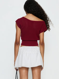 back view of model wearing Princess Polly Nomi Mini Skirt White Polka Dot Mini Skirts 