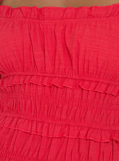 Rubiella Shirred Maxi Dress Red