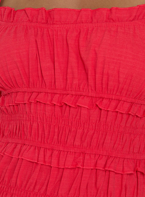 Rubiella Shirred Maxi Dress Red