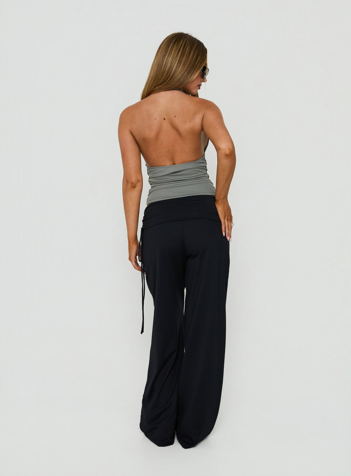 Daily Define Ruched Tie Side Pants Black Tall